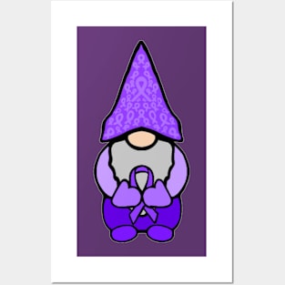 Gnome Holding a Purple Awareness Ribbon Posters and Art